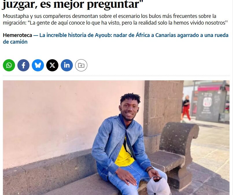 Los protagonistas de la ruta canaria cuentan su historia en el teatro: »Antes de juzgar, es mejor preguntar»