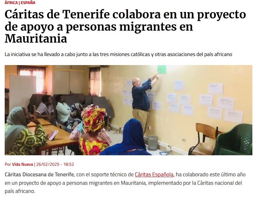 Cáritas de Tenerife colabora en un proyecto de apoyo a personas migrantes en Mauritania